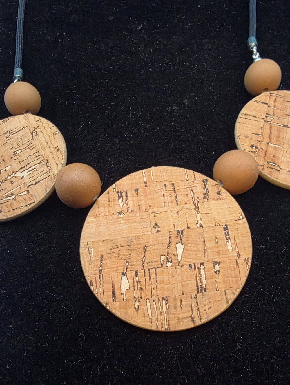 Natural Cork Disc Statement Necklace